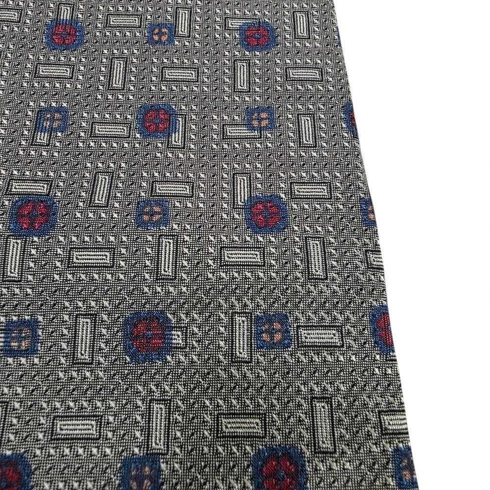 Robert Talbott Best Of Class Silk Tie Geometric‎ Gray Blue Red Men's Necktie
